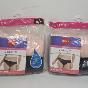 Hanes Womens XL Hi-Cuts Briefs  4-Pack - Black and Pink